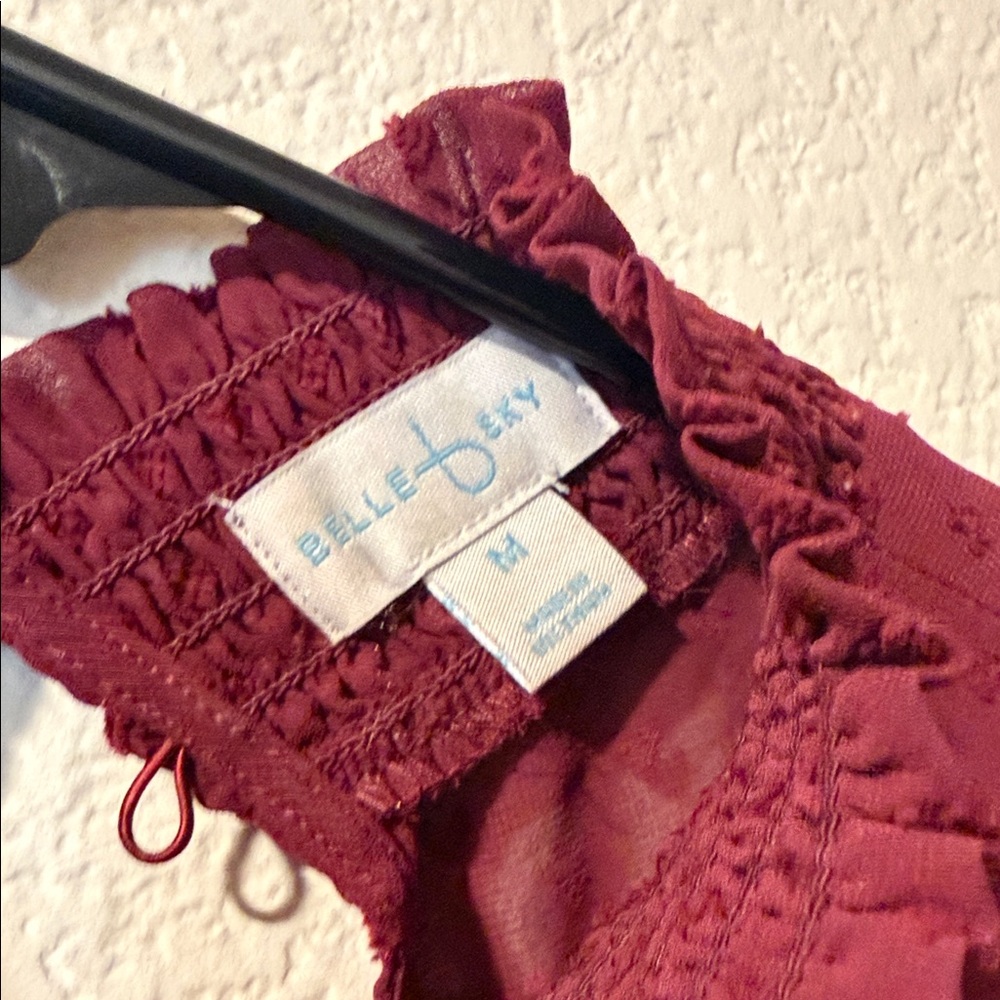 Belle Sky Maroon Textured Blouse
